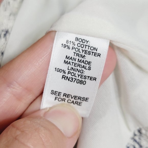 Cato Ivory Gray Textured Blazer Lined Collarless Cotton Blend Professional Sz M - Picture 8 of 9